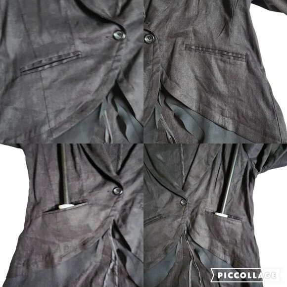 Simply Vera Vera Wang Black Linen Hi Lo 1 Button Blazer Jacket Size M - Picture 7 of 11